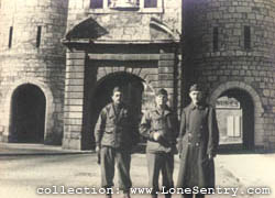 [D. Benedetto, 23rd S.H., and Sgt. Ward (Univ. Missouri), 46th G.H, Besancon, France, March 1945]