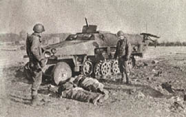 [80th Infantry: destroyed German halftrack Sd.Kfz. 251]
