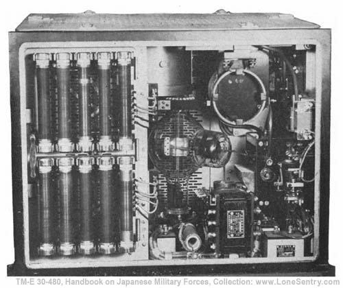 [Figure 338. Model TE-MU Type 2. Transmitter. Rear view. Tube shown is Japanese Type UV812, Mfgd. by Tokyo Electric Co.]