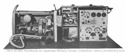 [Figure 341. Model 94 Type 2B. Transmitter-receiver. No. 55-D Transmitter. 950-6675 KC. 200 watts. Shown with power supply. Gas driven motor generator delivers 1300 volts DC. ]