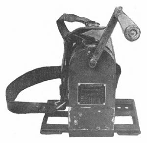 [Figure 373. Model F hand generator right side view—showing crank handle in place.]