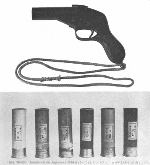 [Figure 378. Model 97 signal pistol with various types of signal cartridges.]